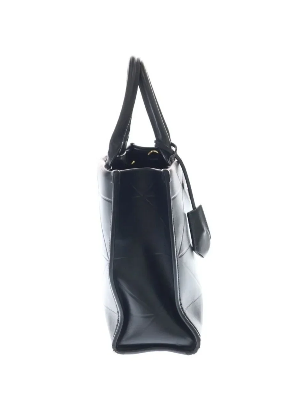 Prada Symbol Stitch Small 2-Way Shoulder Bag Black Leather Gold